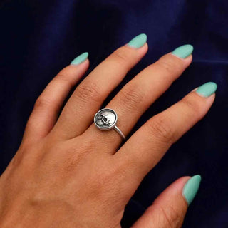 Sterling Silver Skull Shadowbox Ring on Hand