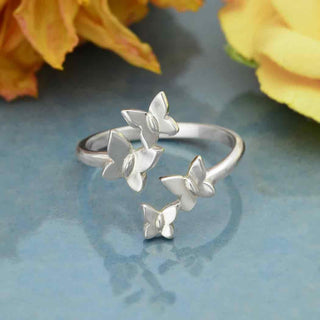Nina Designs Sterling Silver Adjustable Butterfly Cluster Ring