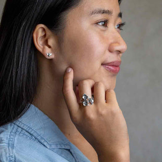 Sterling Silver Dogwood Ring on model