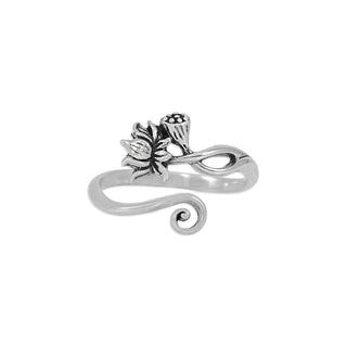 Nina Designs Sterling Silver Adjustable Lotus Ring