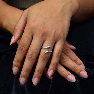 Adjustable Sterling Silver Teardrop Ring on Hand