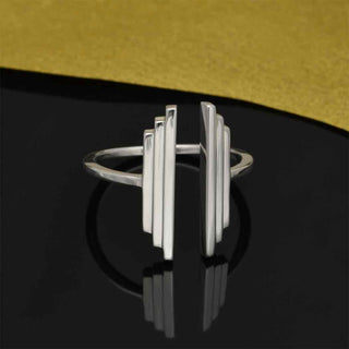 Nina Designs Sterling Silver Parallel Stepped Bar Adjustable Ring