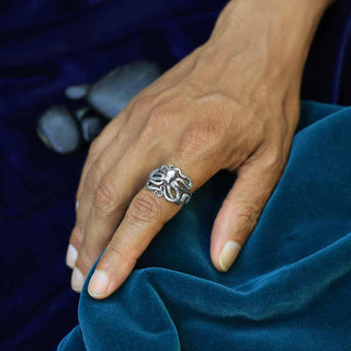 Sterling Silver Octopus Ring on model