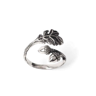 Nina Designs Sterling Silver Adjustable Oak and Acorn Ring