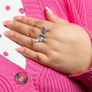 Sterling Silver Deaths Head Hawkmoth Ring on Hand