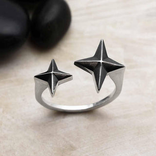 Sterling Silver or Bronze Adjustable North Star Ring - Nina Designs