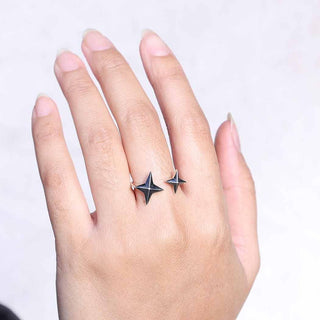 Sterling Silver or Bronze Adjustable North Star Ring - Nina Designs