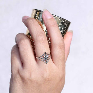 Sterling Silver North Star Split Shank Ring on model