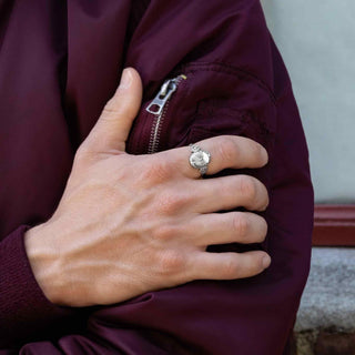 Sterling Silver Scarab Ring on Hand