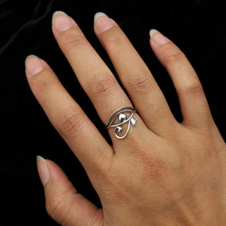 Sterling Silver Egyptian Eye of Horus Ring on Hand