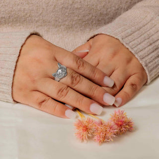 Sterling Silver Detailed Cat face Ring on Hand