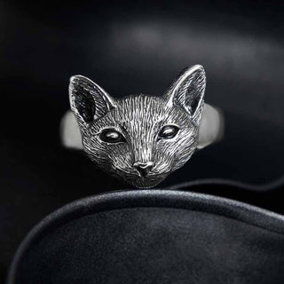 Nina Designs Sterling Silver Intricate Cat Face Ring
