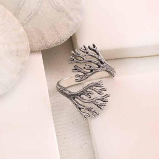 Nina Designs Sterling Silver Coral Branch Adjustable Ring