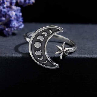 Nina Designs Sterling Silver Adjustable Moon Phase Ring