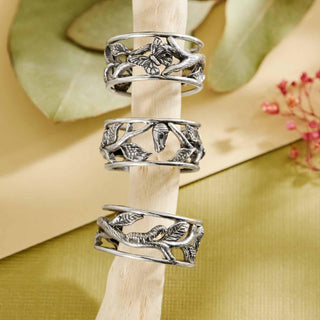 Silver Caterpillar, Chrysalis, and Butterfly Metamorphic Stages Ring