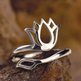 Nina Designs Sterling Silver Adjustable Lotus Design Ring