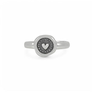 Nina Designs Sterling Silver Wax Seal Heart Ring
