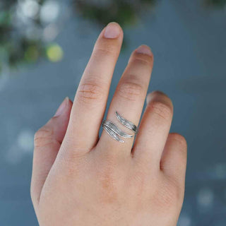 Adjustable Sterling Silver Long Leaf Ring