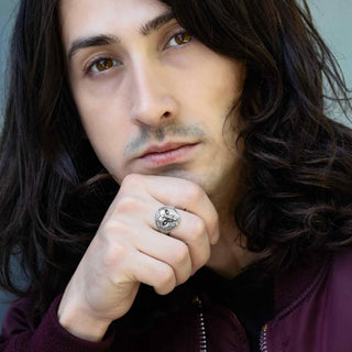 Sterling Silver Owl Ring on Model