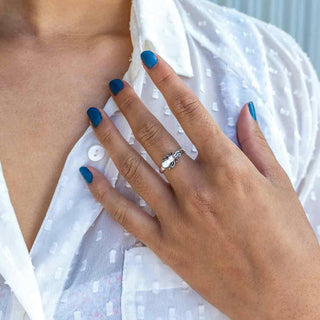 Sterling Silver Octopus Baby Ring on Hand