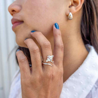 Sterling Silver Adjustable Stingray Ring on model