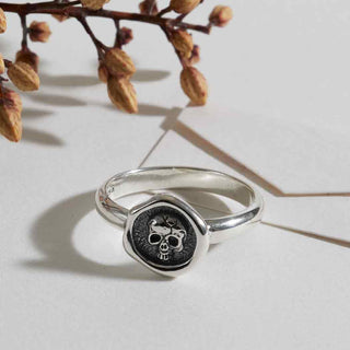 Nina Designs Sterling Silver Skull Wax Seal Ring