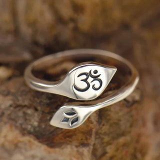 Nina Designs Adjustable Sterling Silver Om Symbol Ring