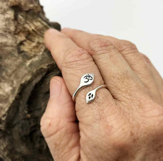 Adjustable Sterling Silver Om Symbol Ring