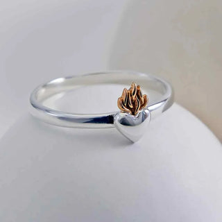 Nina Designs Mixed Metal Flaming Heart Ring