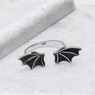 Nina Designs Sterling Silver Small Dragon Wings Adjustable Ring