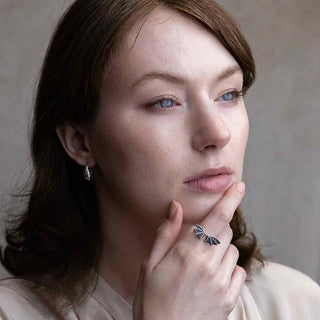 Adjustable Sterling Silver Dragon Wings Ring