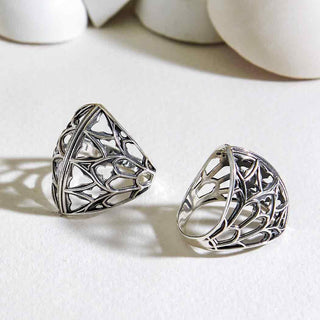 Nina Designs Sterling Silver Ridged Gothic Window Ring