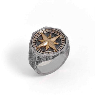 Nina Designs Silver and Bronze Compass Signet Ring