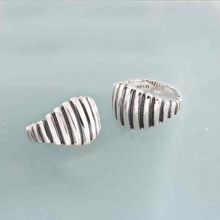 Nina Designs Sterling Silver Thick Ridged Band Ring
