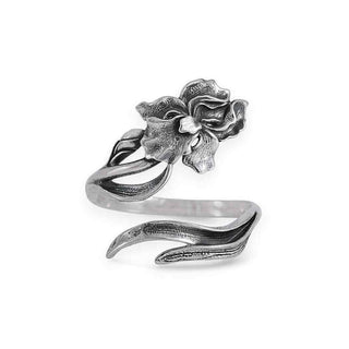 Sterling Silver Adjustable Iris Ring - February Birth Flower