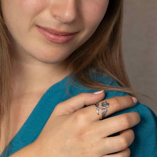 Silver Adjustable Daffodil Ring - March Birth Flower - Nina Designs
