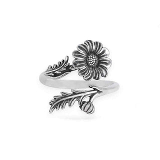 Sterling Silver Adjustable Daisy Ring - April Birth Flower