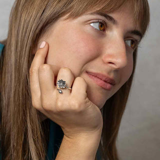 Silver Adjustable Waterlily Ring - July Birth Flower - Nina Designs