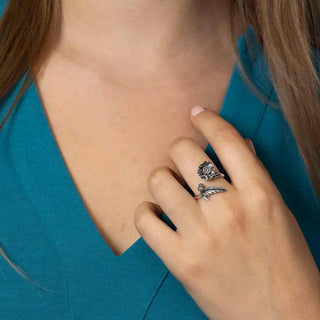 Sterling Silver Adjustable Poppy Ring - August Birth Flower - Nina Designs