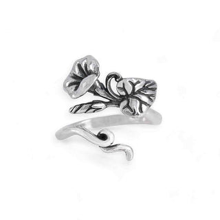 Silver Adjustable Morning Glory Ring -September Birth Flower