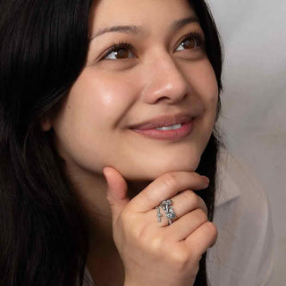 Silver Adjustable Morning Glory Ring -September Birth Flower - Nina Designs