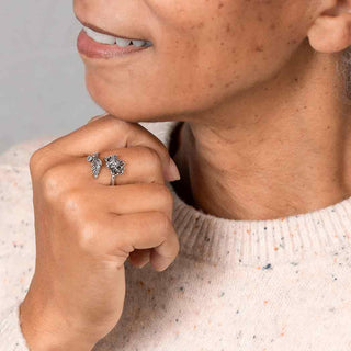 Silver Adjustable Chrysanthemum Ring - November Birth Flower - Nina Designs