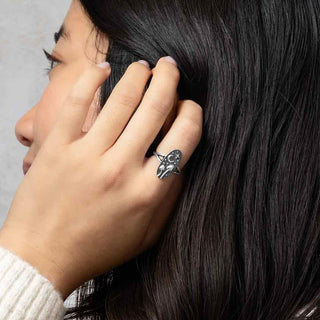 Sterling Silver Mushrooms and Moon Ring - Nina Designs