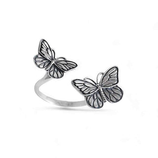 Nina Designs Sterling Silver Double Butterfly Adjustable Ring