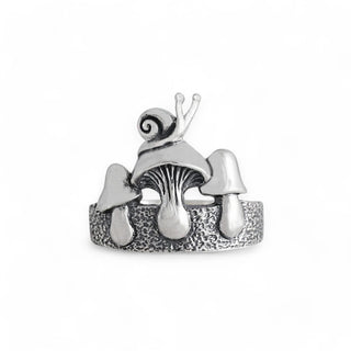 Sterling Silver Mushroom Ring with Snail