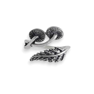 Nina Designs Sterling Silver Mushroom and Fern Bypass Ring
