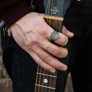 Sterling Silver Tree Stump Ring on Hand
