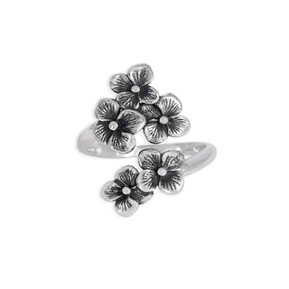 Nina Designs Sterling Silver Hydrangea Flowers Adjustable Ring