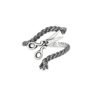 Nina Designs Sterling Silver Adjustable Scissors and Yarn Ring