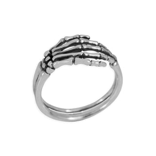 Sterling Silver Skeleton Hand Ring on white background
